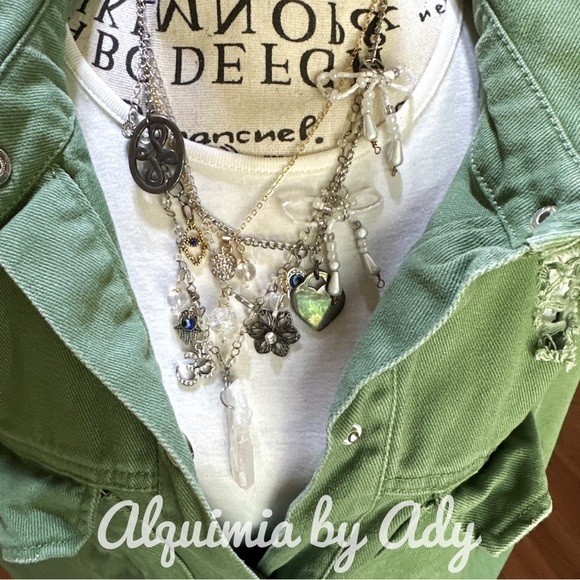 Alquimia Jewelry - Phantom quartz chunky layered multi charms chunky necklace